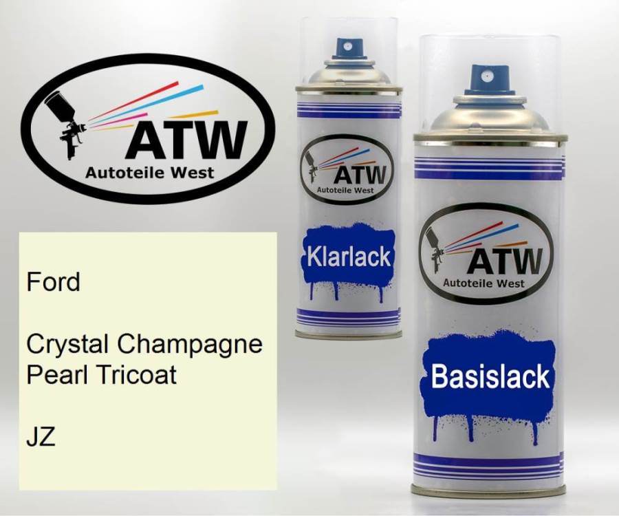 Ford, Crystal Champagne Pearl Tricoat, JZ: 400ml Sprühdose + 400ml Klarlack - Set, von ATW Autoteile West.